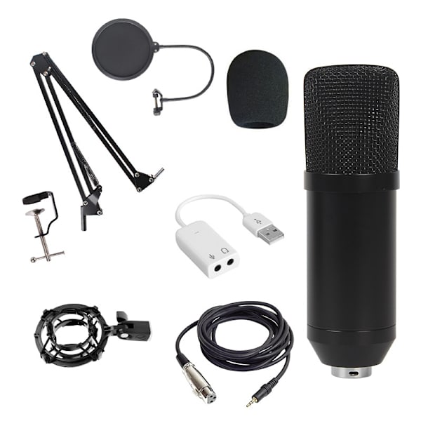 BM800 kondensatormikrofon set datorinspelning anti-pop Rund nät set silver