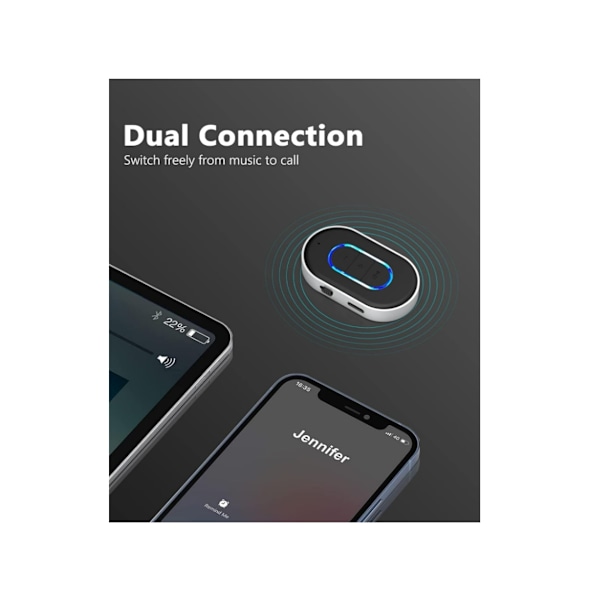 Bluetooth 5.3 Aux-sovitin autoon, Bluetooth-autoadapteri 3,5 mm:n liittimellä Bluetoothiin, jossa on virtakytkin