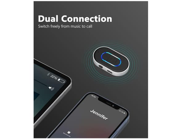 Bluetooth 5.3 Bil Aux Adapter Bluetooth Biladapter 3.5mm Jack til Bluetooth med På/Av-bryter for