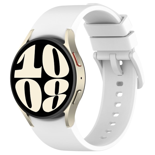 20mm Silikonklokkebånd til Samsung Galaxy Watch6 40mm/44mm/watch6 Classic 43mm/47mm, Fargerik spenne White