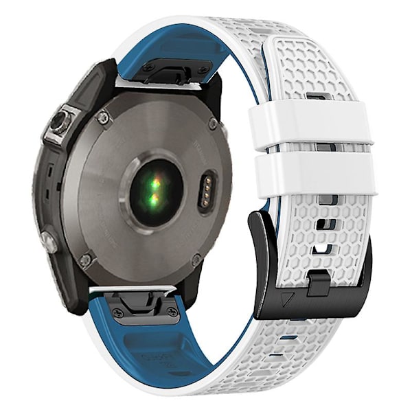 Dot Texture Silikone Rem Til Garmin Tactix 7 Pro / Fenix 7x / 6x Pro / 5x Plus, 26mm Dual-farvet Rem White Blue
