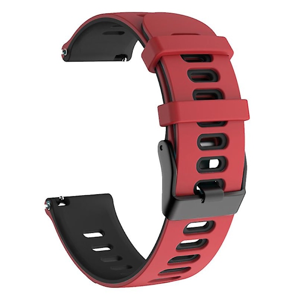 20mm dobbelt farvet silikone rem til Samsung Galaxy Watch6 Classic 47mm 43mm / Garminactive 5 Red Black