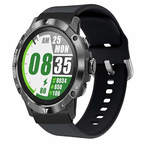 26mm PC-kontakt sportsrem i silikon for Coros Vertix 2 / Garmin Fenix 7x/6x/5x Black