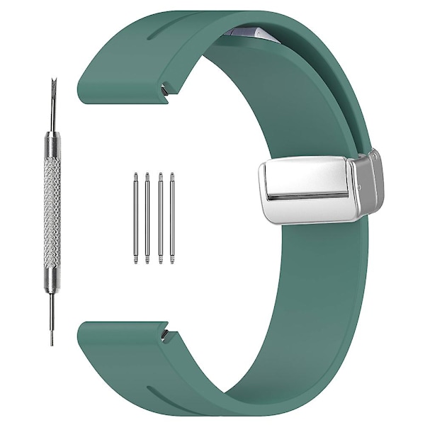 22mm Silikonihihna magneettisella hopeasoljella Huawei Watch Gt 4 46mm/samsung Galaxy Watch3 45mm/garmin Venu 3 Dark Green