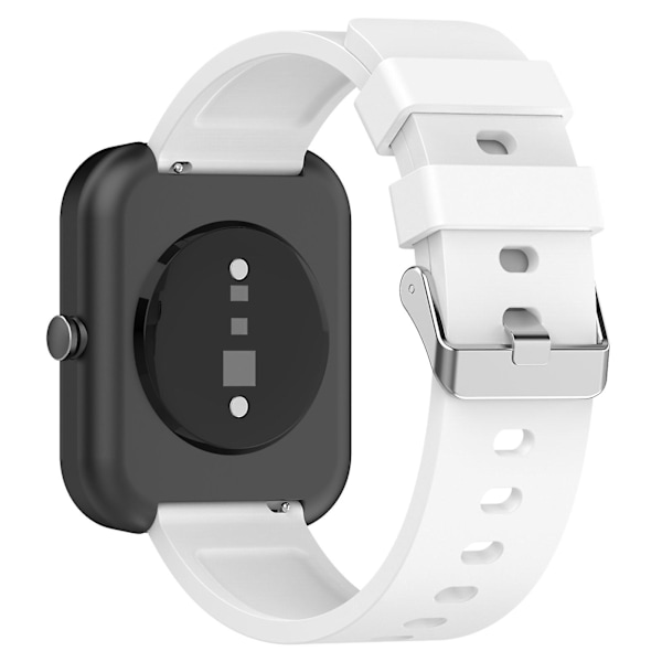 Silikoneurrem til Garmin Venu/Venu 2 Plus/Venu Sq/Venu Sq 2, 20mm urrem med sølvfarvet spænde i rustfrit stål White