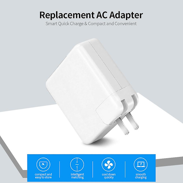 87w Type-c Laptop-strømadapter Højeffektiv AC-adapter Usb-c-strømadapter med Type-c-kabel Eu-stik Hvidt Eu-stik