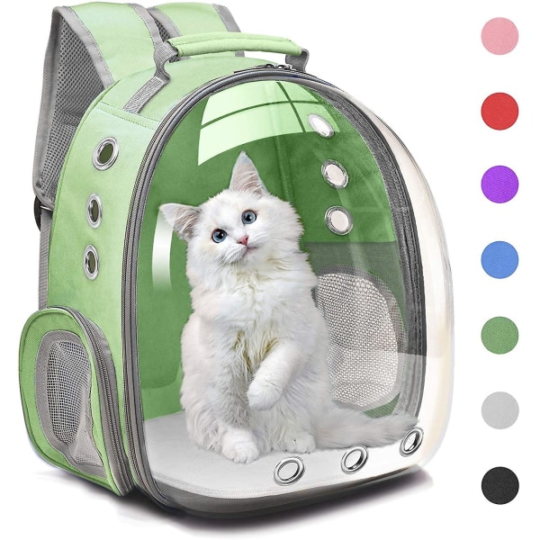 Pet Cat Hund Ryggsäck Stora valp bärväskor Space Capsule Green