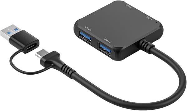 Sovitin - USB C -keskitin, moniporttinen, 4 in 2 USB C/USB-jakaja, 2 USB 2.0 & 1 USB 3.0 & 1 Type C