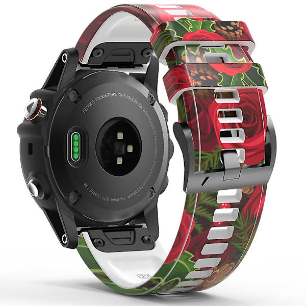 Hurtigudløselig urrem i silikone med trykt mønster til Garmin Forerunner 965/955/945/935 Style H