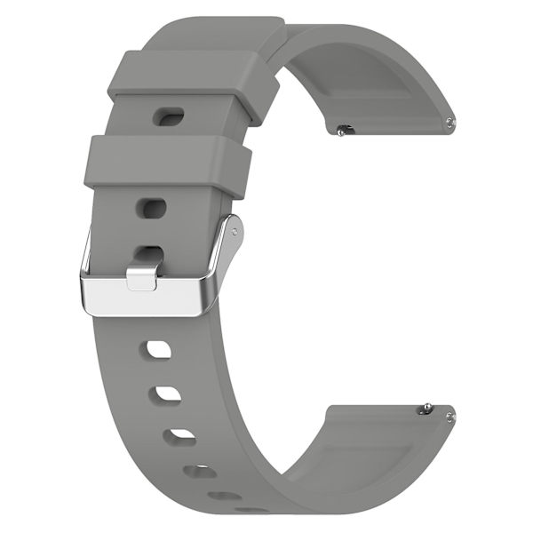 Silikonarmbånd for Garmin Venu/Venu 2 Plus/Venu Sq/Venu Sq 2, 20 mm klokkestropp med sølvfarget spenne i rustfritt stål Grey