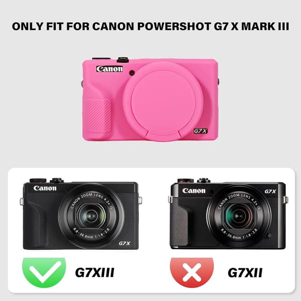Etui til G7X Mark Iii, med blød silikone objektivdæksel (kompatibel, sort)