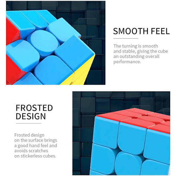 Hastighetstärning 3X3X3 Stickerless, Snabb Smidig Vridning Levande Färg 3D Pussel Hjärna Leksak Stickless Set-2+3
