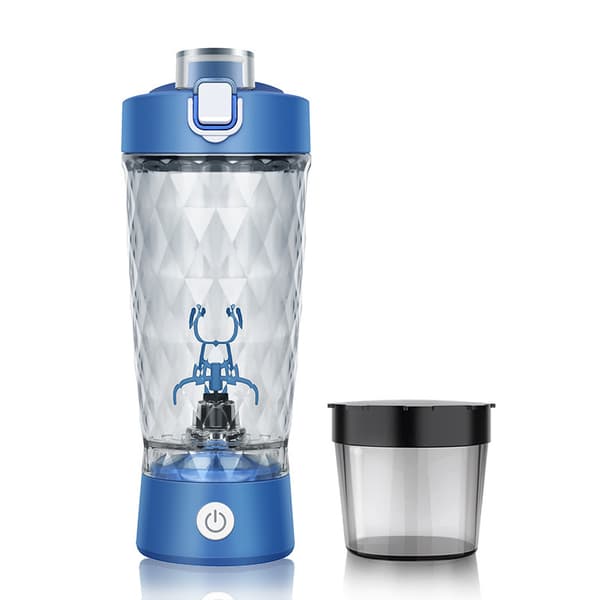 Juicer 600 ml, selvomrørende kop med pulverbeholder (blå)
