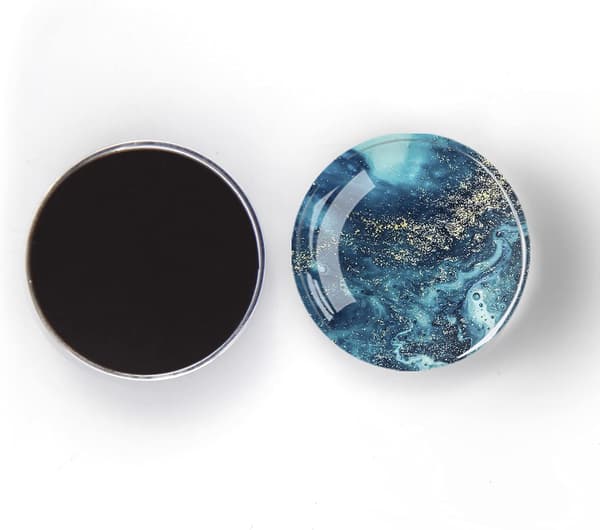 12 stk. køleskabsmagneter i glas, 30 mm (marmorering)