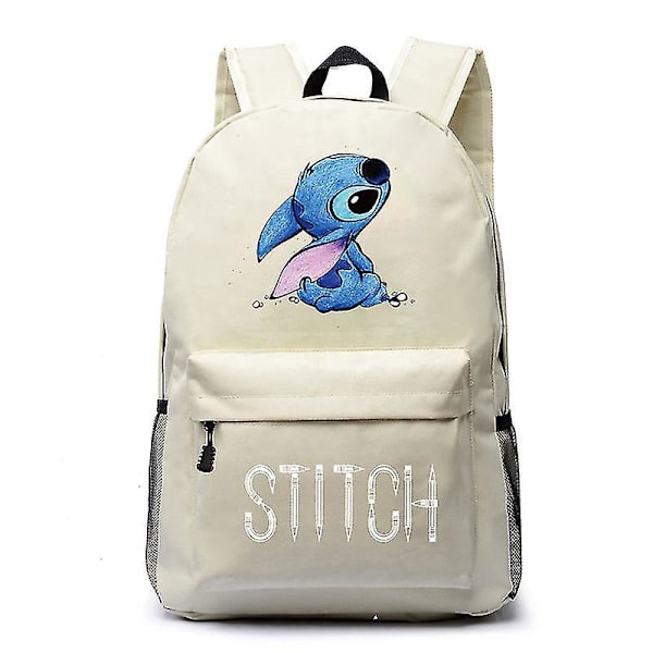 Stitch Ryggsäck Svart Stjärnhimmel Stor Kapacitet Student Skolväska Tide beige