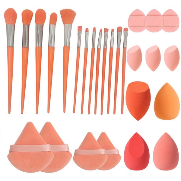 Sminkborstset Fluorescerande Orange (27-pack)