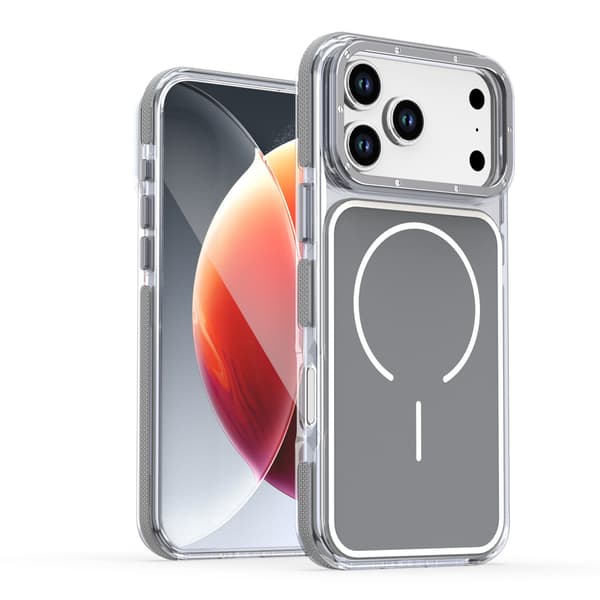 Etui til iPhone 17 Pro Max, Magnetisk Etui Dual Color Stødsikkert TPU PC Gray For iPhone 17 Pro Max
