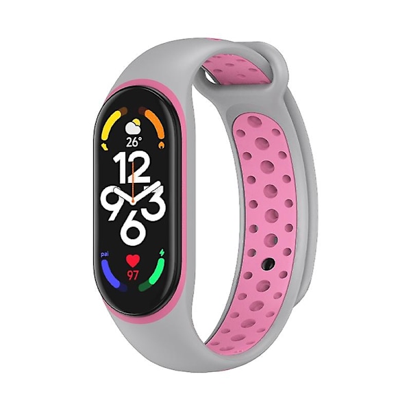 Silikone Rem til Xiaomi Mi Band 7 Grey Pink