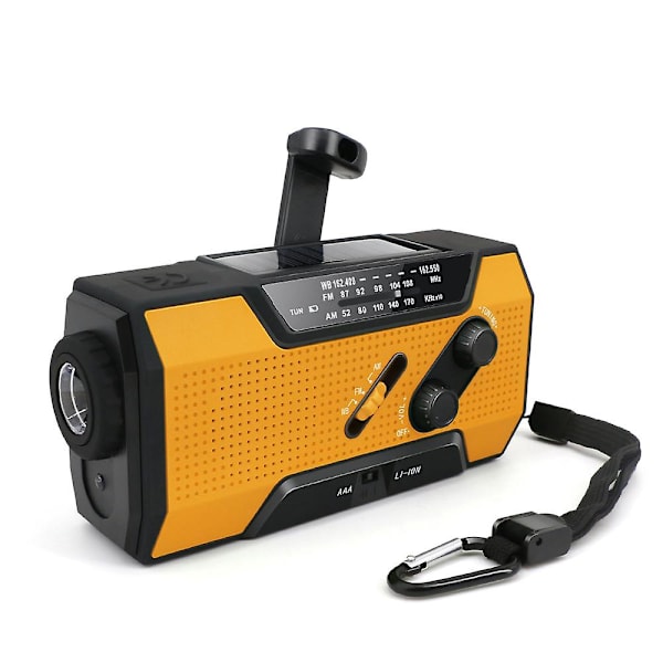 Vattentät Am/fm/noaa Handvev Radio för nödsituationer utomhus Solar Ficklampa Am / Fm / Wb Radio 2000mAh Orange