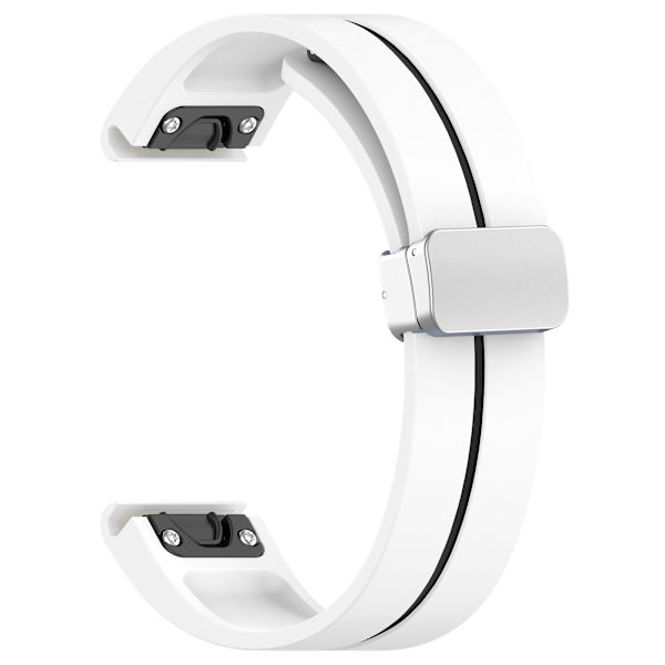 Sølvspenne Silikonbånd 26mm Rem for Garmin Tactix 7 Pro / Fenix 7x/6x/6x Pro/5x Plus White Black