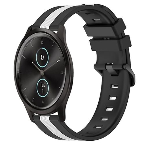 Til Garmin Garminmove Style 20 mm lodret tofarvet silikoneurrem KOR Black-White