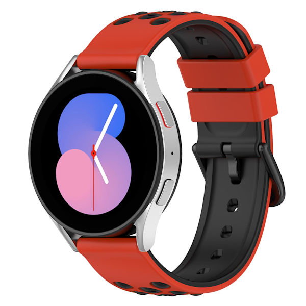 Til Garmin Venu 2 Plus/Venu Sq 2 Universal 20mm Blød Silikone Urrem Stort Hul Design Dobbelt Farve Urrem Red  Black