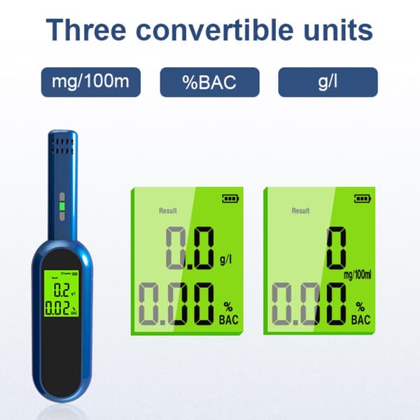 Alkomätare Högprecision Hörbart Larm med LCD-display Alkoholdetektor, Blå Blue