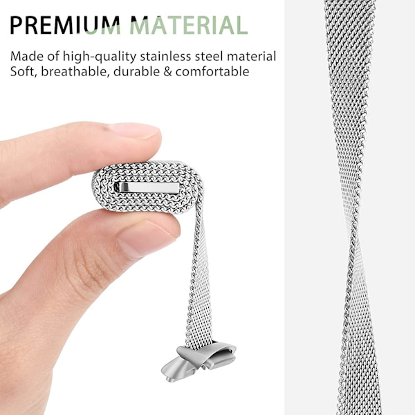 Rustfrit stål Mesh Loop Justerbar Armbånd Udskiftningsrem til Fitbit Luxe/luxe Special Edition Fitness Tracker Damer Mænd (champagne guld) Silver