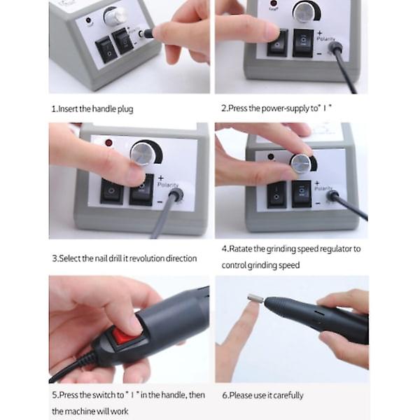 INF Elektrisk neglefil med 12 tilbehør for sliping/polering