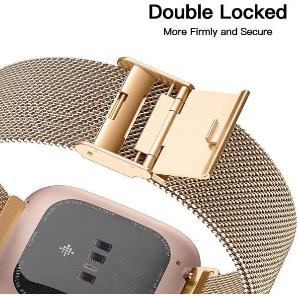 Fitbit Versa/fitbit Versa 2 Band For Dame Menn, Justerbar Rustfri Royal Gold