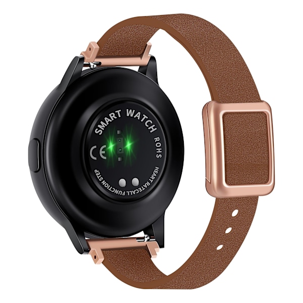 20mm læderrem til Samsung Galaxy Watch6 Classic 47mm 43mm, med magnetisk foldespænde Brown Rose Gold Buckle