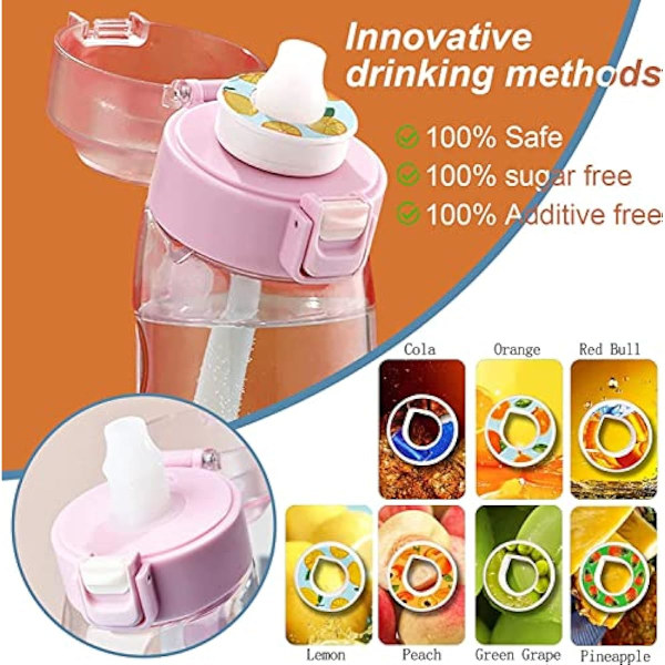 650ml Hedelmätuoksuvesipullon tuoksu Water Cup pods vesipulloon Urheiluvesikuppi sopii ulkourheiluun pink