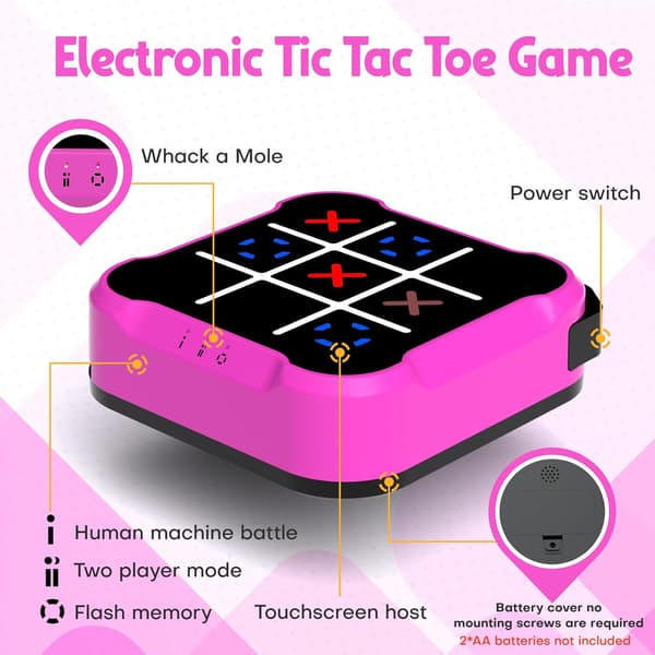 Tic Tac Toe-spel för barn: 4-i-1 bärbart sensoriskt pusselspel (lila) Purple