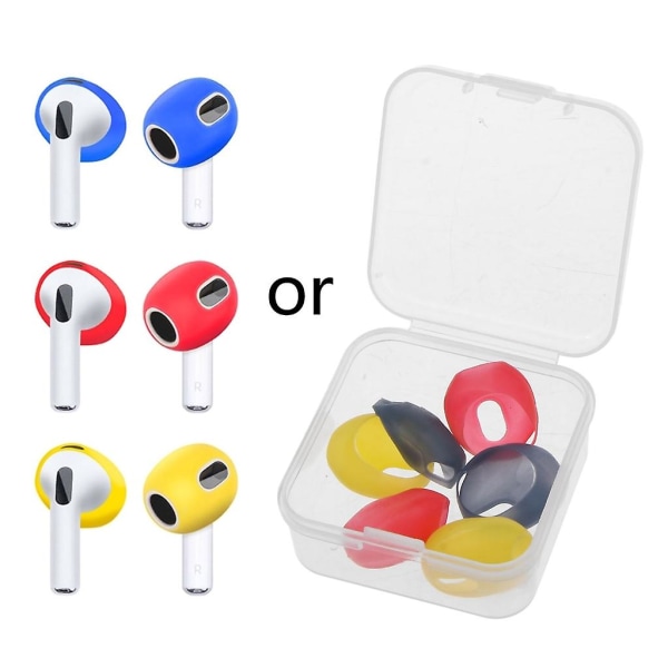 Fargerike ørepropper Ørepropper for Airpods Pods 3 hodetelefoner Øreputer Ørepute 3 sett Blue red