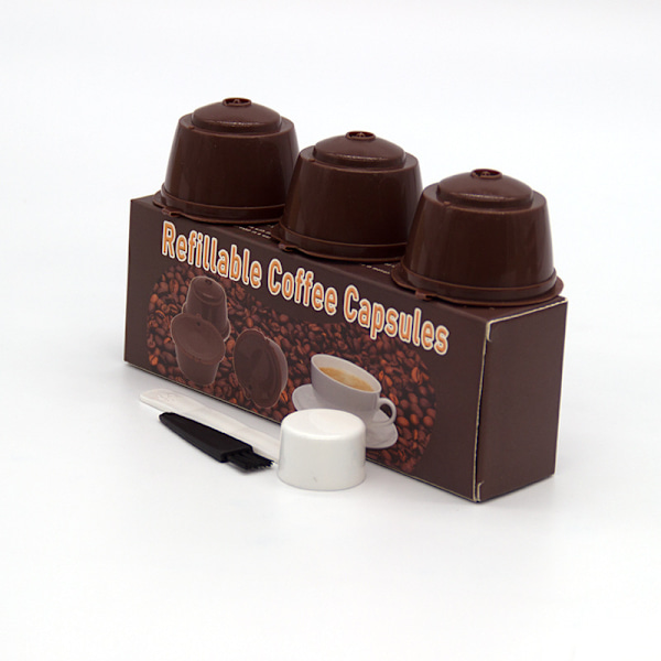 Uudelleenkäytettävä kahvisuodatinkapseli Nescafe Dolce Gusto -panimoille, 3 kpl (ruskea)