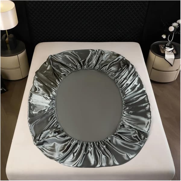 Madrasskydd/överdrag - Med örngott, satinlakan (90*200 cm, silvergrå) Silver Gray 90*200