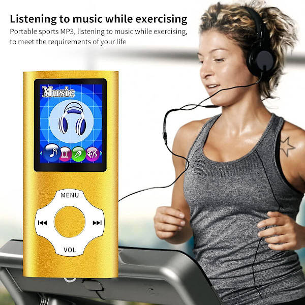 Mp3-spelare/Mp4-spelare med 64gb/32gb/16gb minne SD-kort Smal klassisk digital LCD-skärm 1,82 tums skärm Mini USB port med FM-radio, röst Yellow 32GB