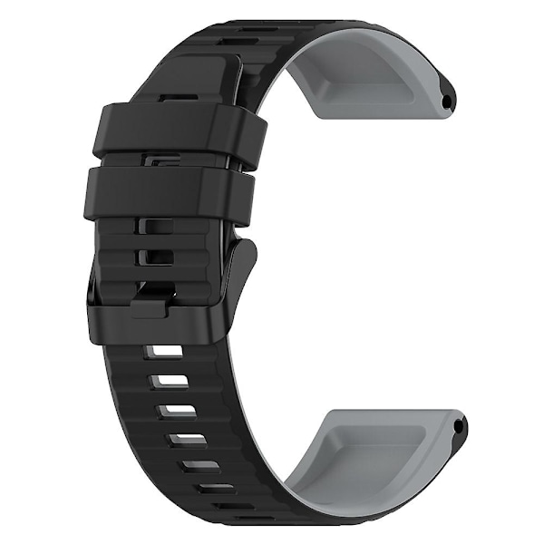 Silikonirannekkeet Kaksiväriset Vaakaraidat Rannehihna Garmin Fenix 7 Prolle Black Grey