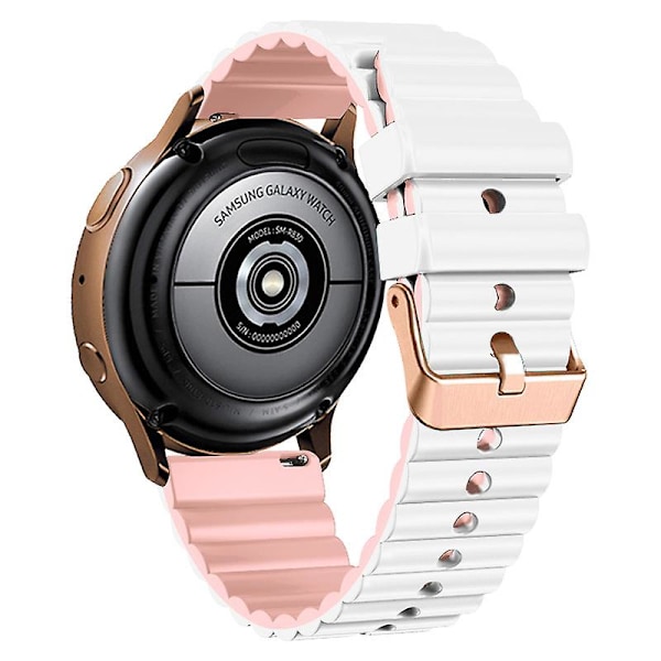 Horisontale striper klokkearmbånd for Samsung Galaxy Watch6 / Watch6 Classic / Watch 5 Pro / Watch4, tofarget 20mm silikon White Pink