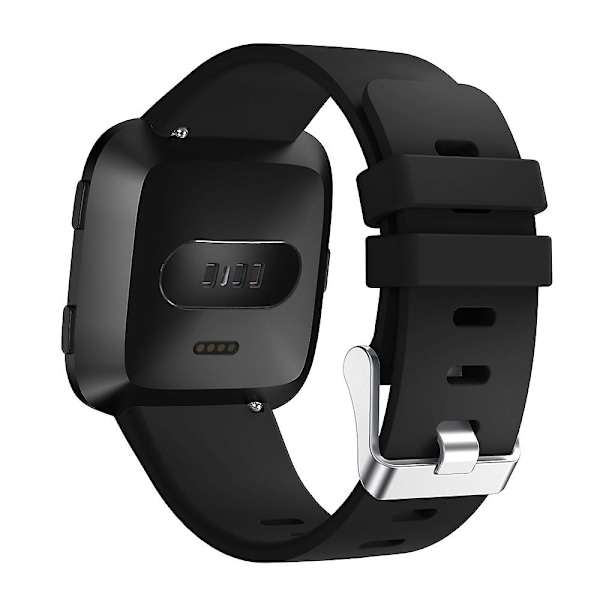 Justerbar silikon klokkearmbånd erstatning, lengde: 102 + 95mm for Fitbit Versa Black A Fitbit Versa