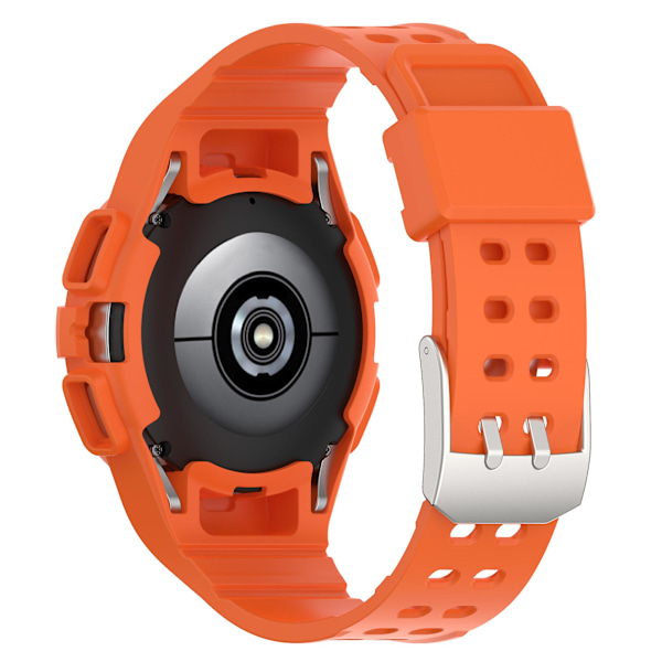Silikone Watch Band Udskiftningsrem til Samsung Galaxy Watch4 44mm, med Integreret Watch Case Orange