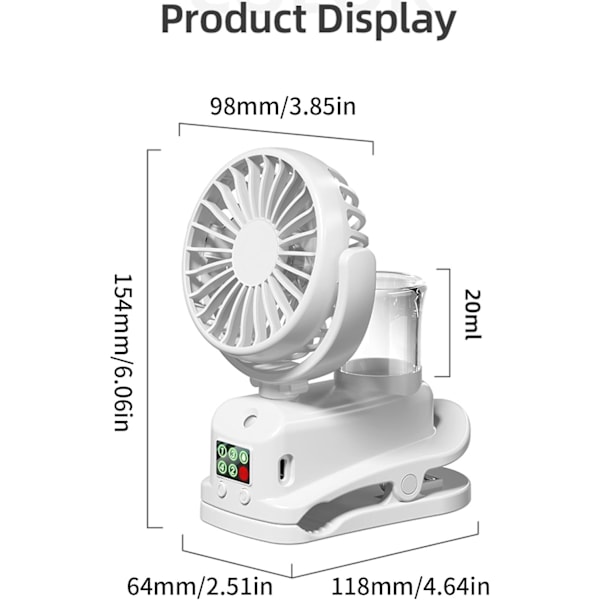 Tuuletin - Hiljainen vesisumutuuletin USB-portilla, 4 nopeusasetusta (musta)