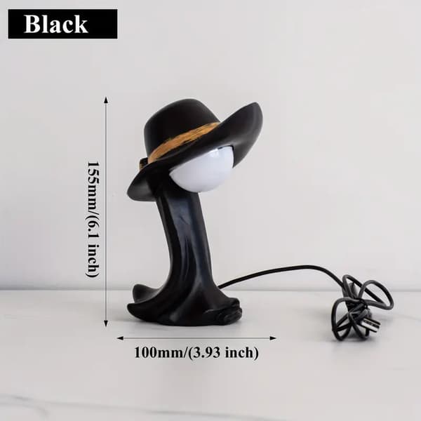 LED Hat Bordlampe, Justerbar Lysstyrke (Sort)