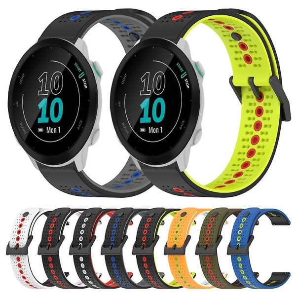 Til Garmin Forerunner 55 20mm Tricolor åndbart silikone urbånd IKU Black-White-Red