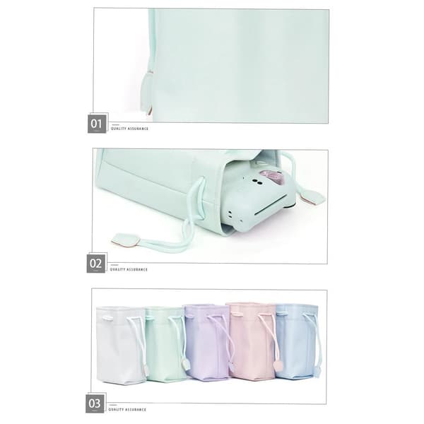 Etui til Instax Mini 12/11/9, Poseetui med snøre (Blå) Blue
