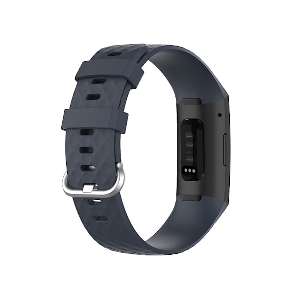 18mm Silverfärgat spänne TPU handledsrem armband för Fitbit Charge 4 / Charge 3 SE, Storlek: L Blue Gray