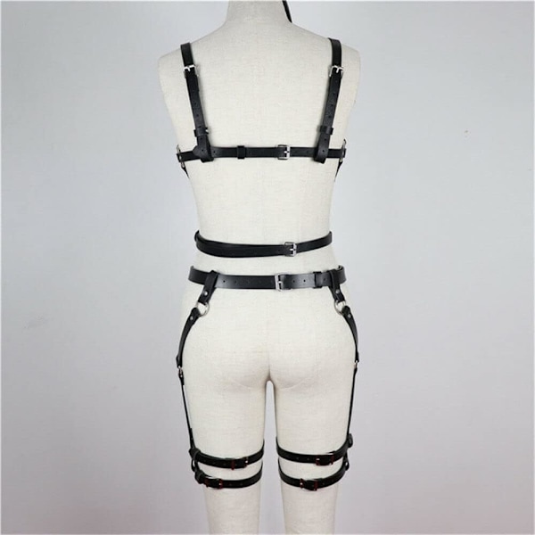 Punk Läder Bodysuit Bälte Hängslen Underkläder Gotisk Strumpebandshållare D