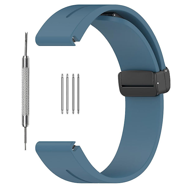 22mm Magnetisk Silikonerem til Huawei Watch Gt 4 46mm/samsung Galaxy Watch3 45mm/garmin Venu 3 Sort Spænde Urrem Dark Blue