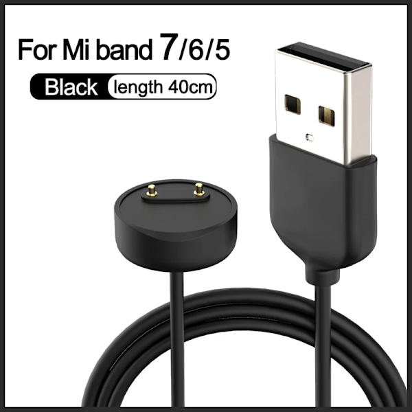 Lader for Xiaomi Mi Band 5 6 7 (Svart)