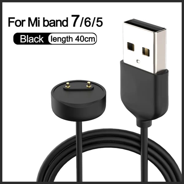Oplader til Xiaomi Mi Band 5 6 7 (Sort)